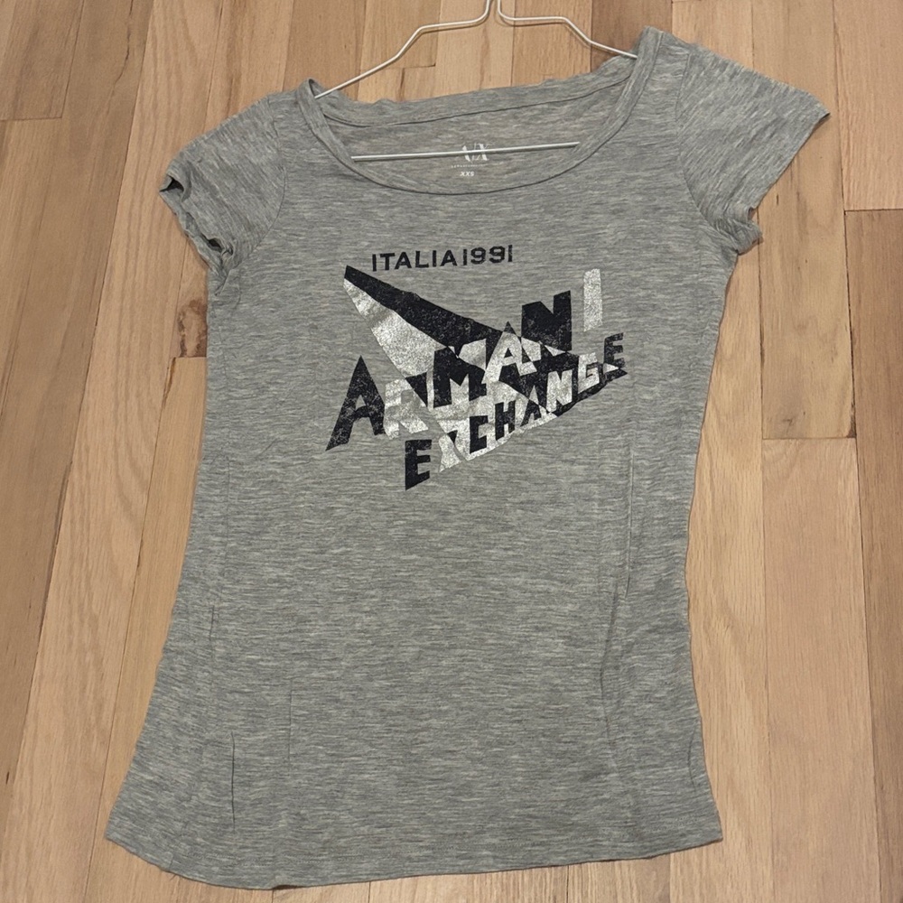 Armani Exchange Heather Gray Graphic Tee